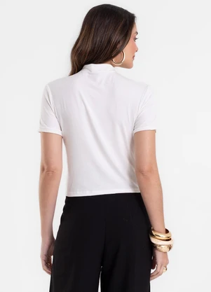Rovitex - Blusa Feminina Baby Look em Meia Malha Bege - ROVITEX