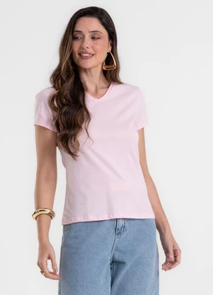 Rovitex - Blusa Feminina Baby Look em Meia Malha Rosa - ROVITEX