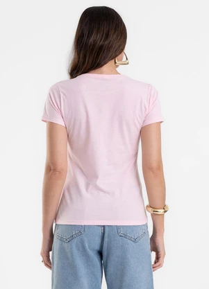 Rovitex - Blusa Feminina Baby Look em Meia Malha Rosa - ROVITEX