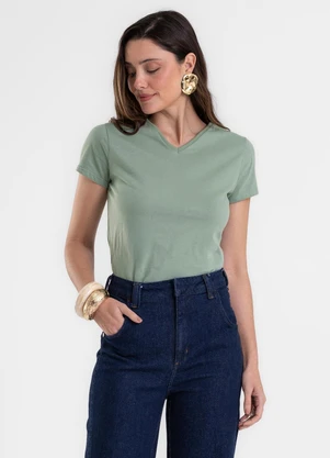 Rovitex - Blusa Feminina Baby Look em Meia Malha Verde - ROVITEX