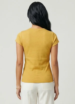 Infinita Cor - Blusa Feminina Básica Algodão Amarelo - INFINITA COR