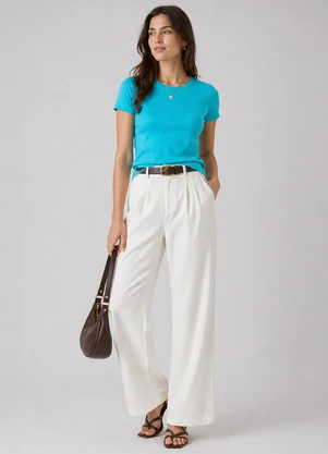 Infinita Cor - Blusa Feminina Básica Algodão Azul - INFINITA COR