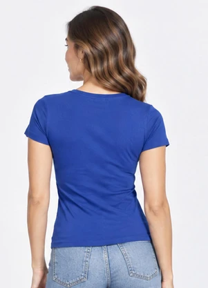 Infinita Cor - Blusa Feminina Básica Algodão Azul - INFINITA COR