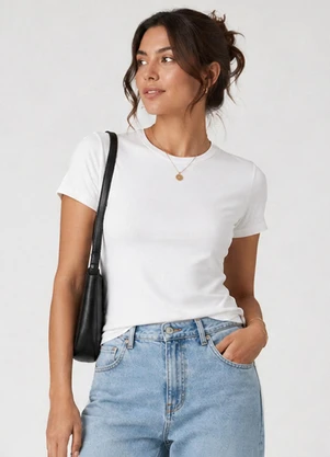 Infinita Cor - Blusa Feminina Básica Algodão Branco - INFINITA COR
