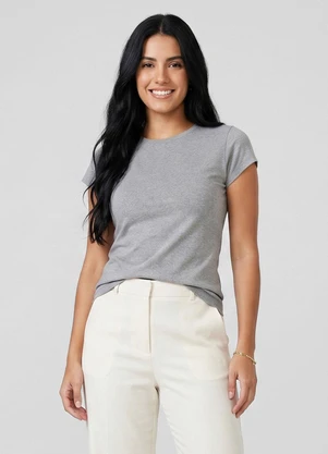 Infinita Cor - Blusa Feminina Básica Algodão Cinza - INFINITA COR