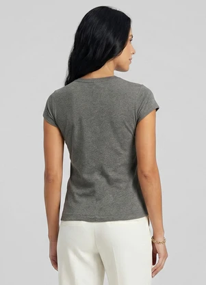 Infinita Cor - Blusa Feminina Básica Algodão Cinza - INFINITA COR