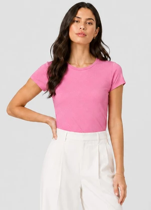 Infinita Cor - Blusa Feminina Básica Algodão Rosa - INFINITA COR