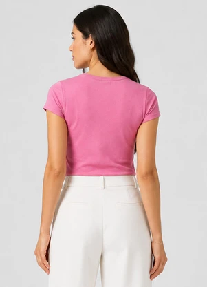 Infinita Cor - Blusa Feminina Básica Algodão Rosa - INFINITA COR