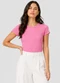 Infinita Cor - Blusa Feminina Básica Algodão Branco - variação: Rosa