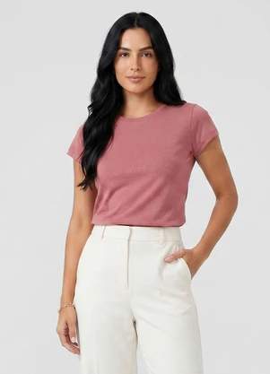 Infinita Cor - Blusa Feminina Básica Algodão Rosa - INFINITA COR