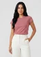 Infinita Cor - Blusa Feminina Básica Algodão Branco - variação: Rosa