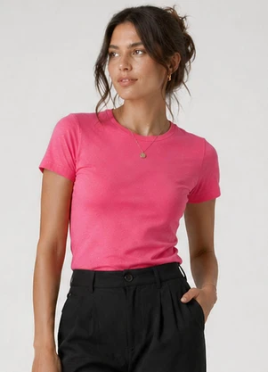 Infinita Cor - Blusa Feminina Básica Algodão Rosa - INFINITA COR