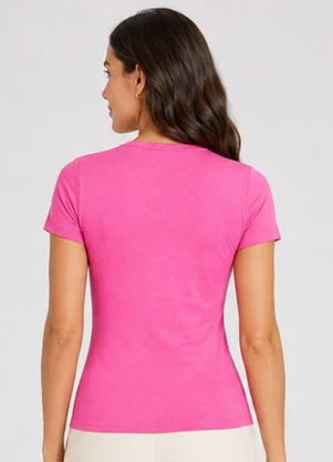 Infinita Cor - Blusa Feminina Básica Algodão Rosa - INFINITA COR
