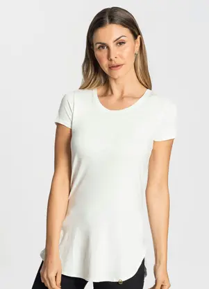 Rovitex - Blusa Feminina Básica Alongada Bege - ROVITEX