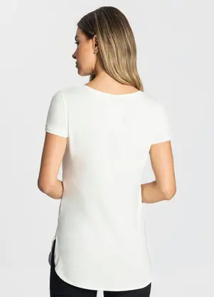 Rovitex - Blusa Feminina Básica Alongada Bege - ROVITEX