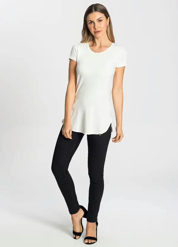 Rovitex - Blusa Feminina Básica Alongada Bege 3