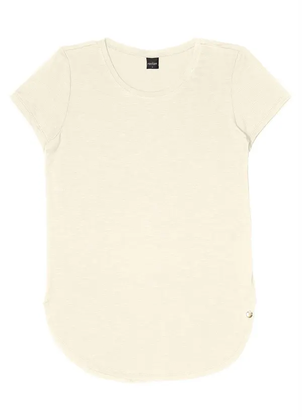 Rovitex - Blusa Feminina Básica Alongada Bege 4