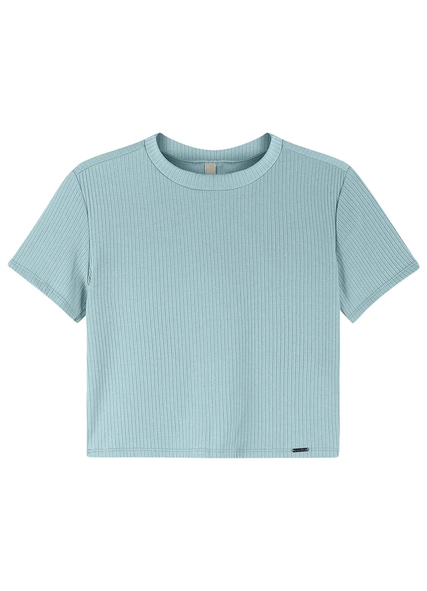 Marialícia - Blusa Feminina Básica Canelada Gola Alta Azul 3