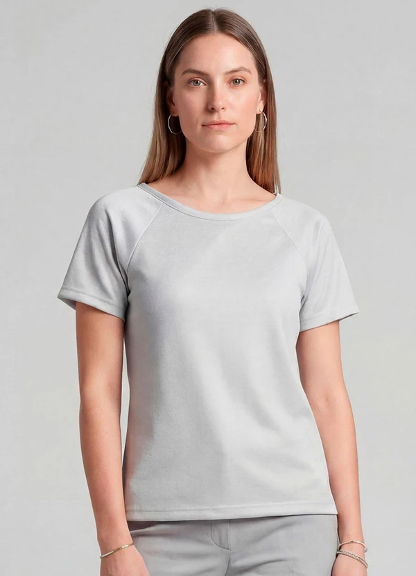 Infinita Cor - Blusa Feminina Básica Cinza