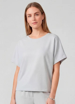 Infinita Cor - Blusa Feminina Básica com Manga Curta Cinza - INFINITA COR