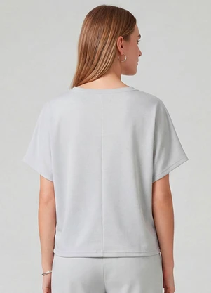 Infinita Cor - Blusa Feminina Básica com Manga Curta Cinza - INFINITA COR