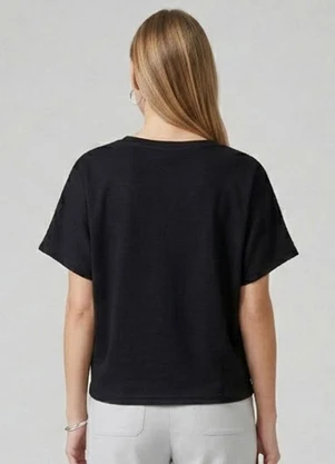 Infinita Cor - Blusa Feminina Básica com Manga Curta Preto - INFINITA COR