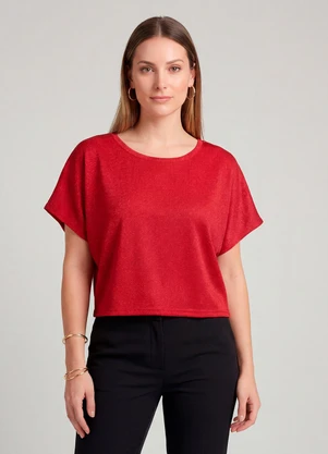 Infinita Cor - Blusa Feminina Básica com Manga Curta Vermelho - INFINITA COR