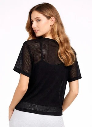 Infinita Cor - Blusa Feminina Básica com Tecido Liso Preto - INFINITA COR