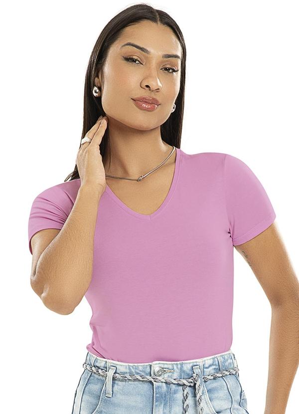 Habana - Blusa Feminina Básica de Manga Curta Roxo 1