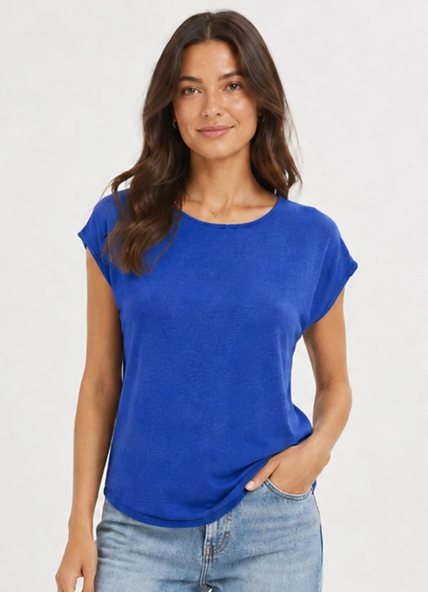Infinita Cor - Blusa Feminina Básica em Malha Golf Azul