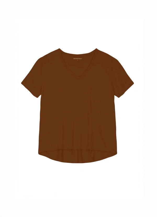 Essendi - Blusa Feminina Básica em Malha Marrom