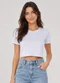 Infinita Cor - Blusa Feminina Básica em Malha Piquê Amarelo - variação: Branco