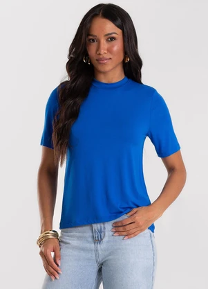 Rovitex - Blusa Feminina Básica em Malha Visco Azul - ROVITEX