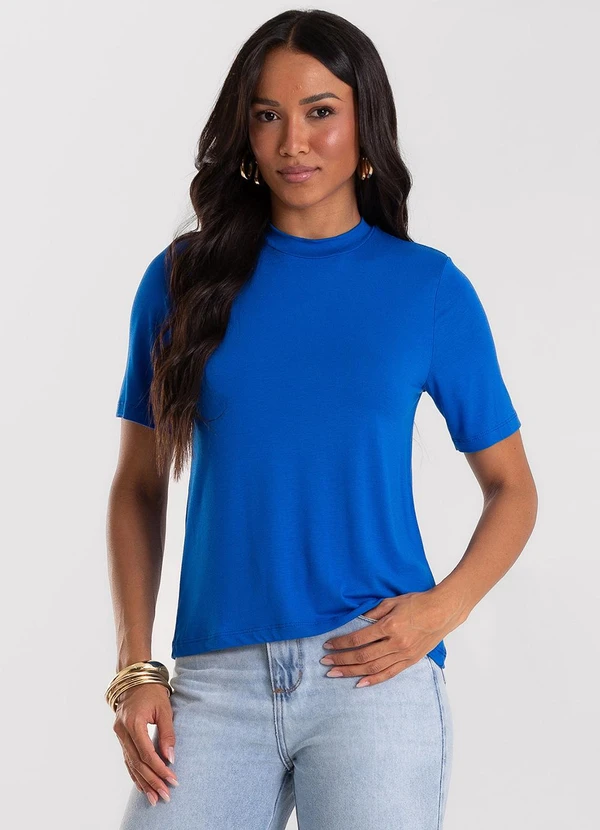Rovitex - Blusa Feminina Básica em Malha Visco Azul