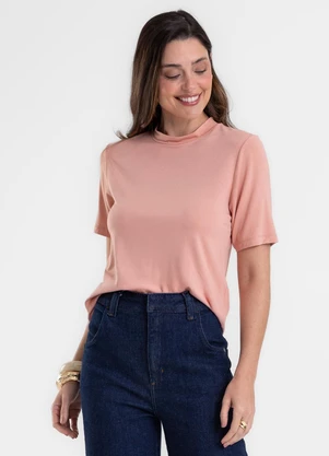 Rovitex - Blusa Feminina Básica em Malha Visco Rosa - ROVITEX