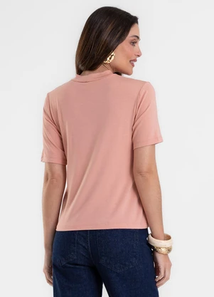 Rovitex - Blusa Feminina Básica em Malha Visco Rosa - ROVITEX