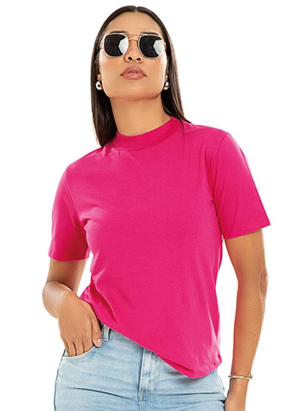 Habana - Blusa Feminina Básica em Meia Malha Rosa