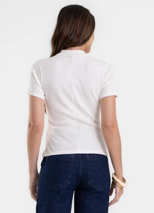 Rovitex - Blusa Feminina Básica em Ribana com Gola Bege - ROVITEX