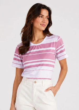 Infinita Cor - Blusa Feminina Básica em Tecido Tian Rosa - INFINITA COR