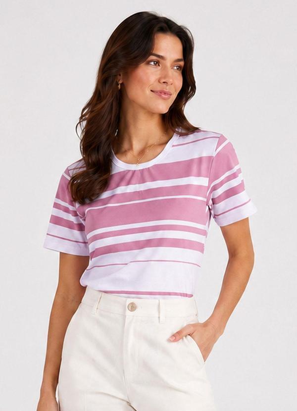 Infinita Cor - Blusa Feminina Básica em Tecido Tian Rosa