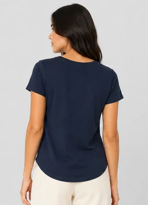 Rovitex - Blusa Feminina Básica em Visco Classic Azul - ROVITEX