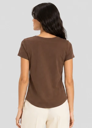 Rovitex - Blusa Feminina Básica em Visco Classic Marrom - ROVITEX