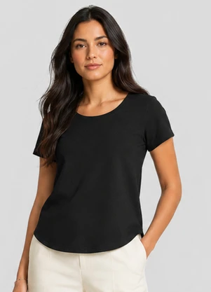 Rovitex - Blusa Feminina Básica em Visco Classic Preto - ROVITEX