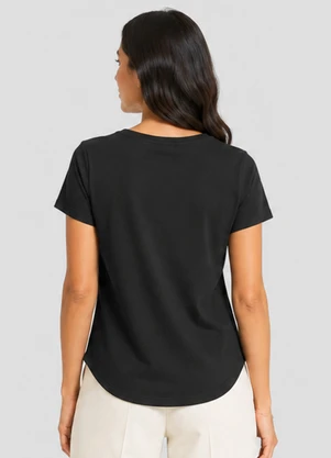 Rovitex - Blusa Feminina Básica em Visco Classic Preto - ROVITEX