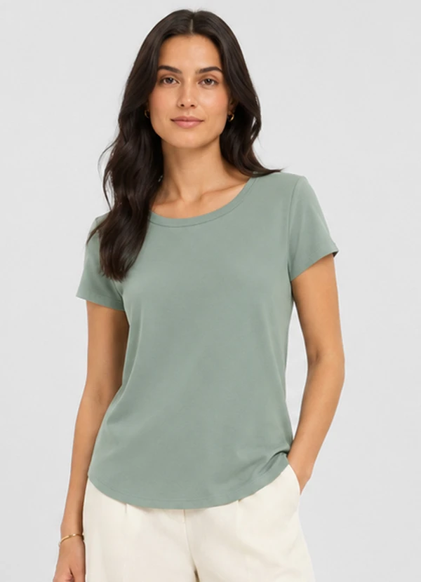 Rovitex - Blusa Feminina Básica em Visco Classic Verde