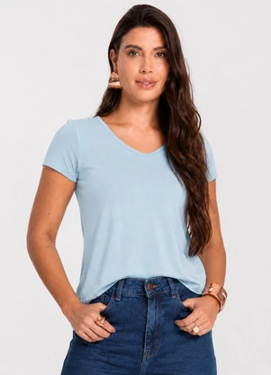Select - Blusa Feminina Básica em Viscotorcion Azul - SELECT