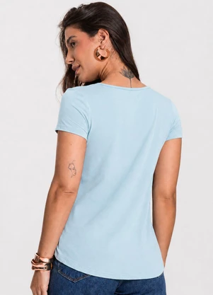 Select - Blusa Feminina Básica em Viscotorcion Azul - SELECT