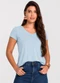 Select - Blusa Feminina Básica em Viscotorcion Azul - variação: Azul
