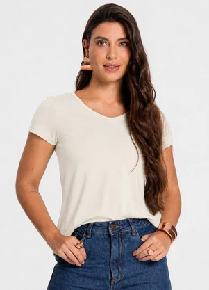 Select - Blusa Feminina Básica em Viscotorcion Bege - SELECT