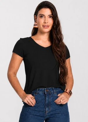 Select - Blusa Feminina Básica em Viscotorcion Preto - SELECT